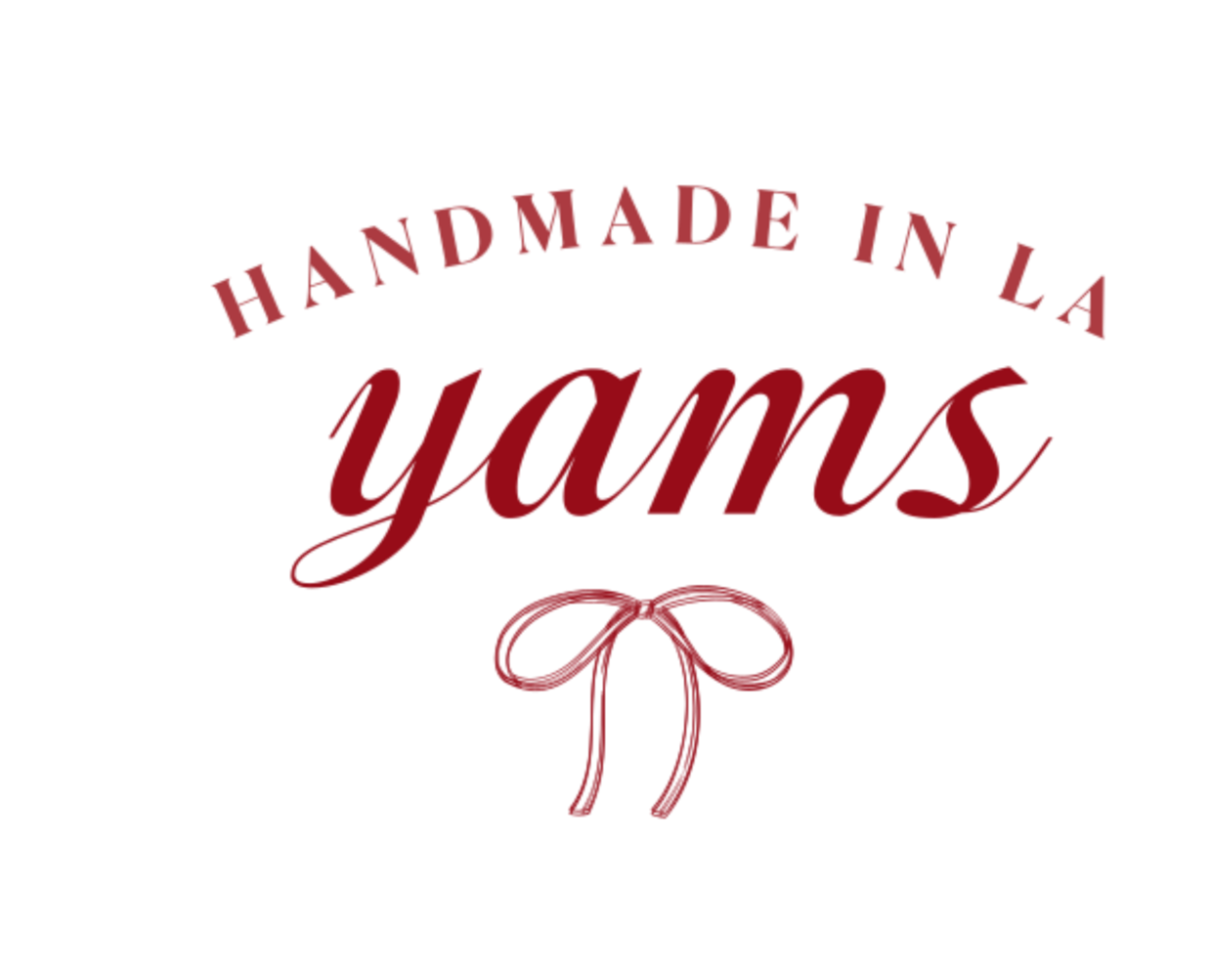 Logo with 'Handmade in LA yams' text on a white background