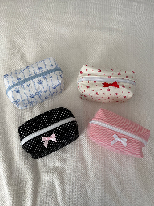 Baby Blue Bow Beauty Bag