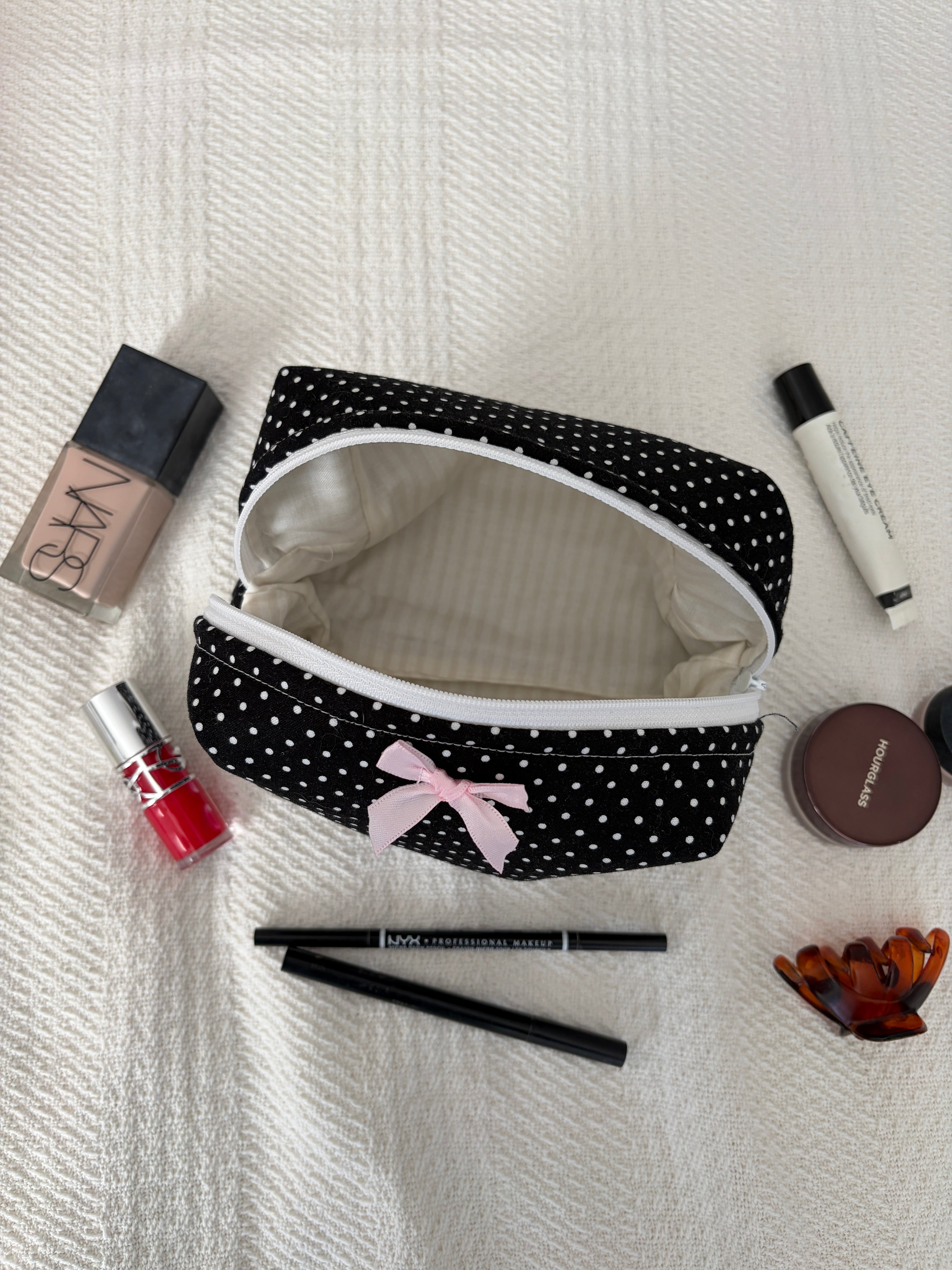 Black Polka Dot Beauty Bag