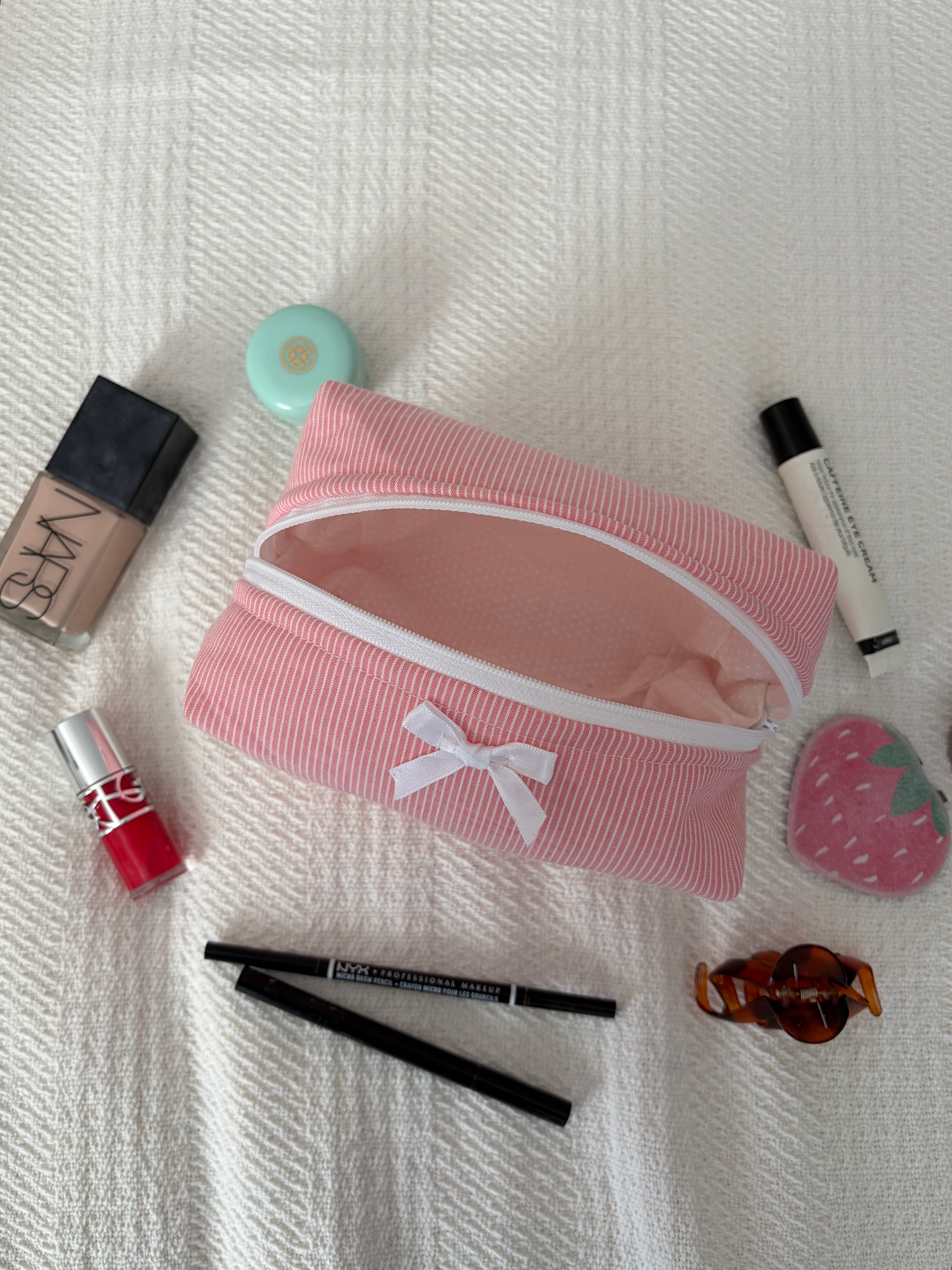 Pink Stripes Beauty Bag