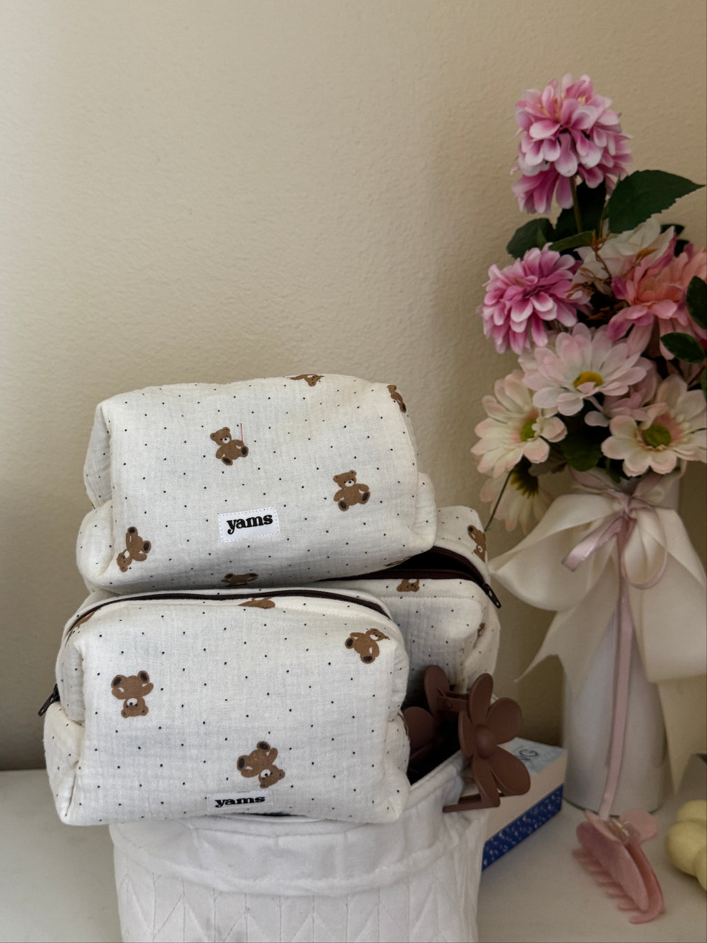 Honey Teddy Makeup Bag