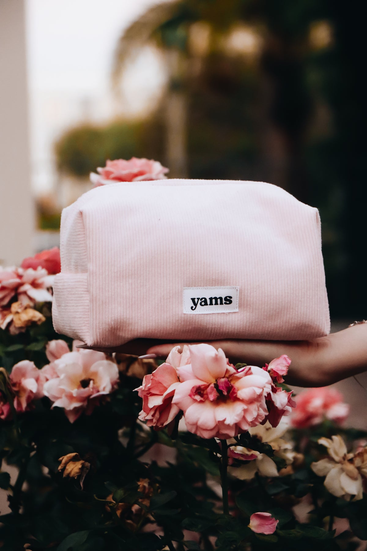 Pink Corduroy Makeup Bag